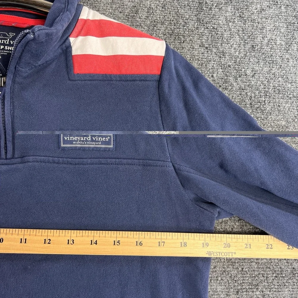 Vineyard Vines Shep Shirt Boy's Large USA Flag Blue 1/4 Zip Pullover Sweatshirt